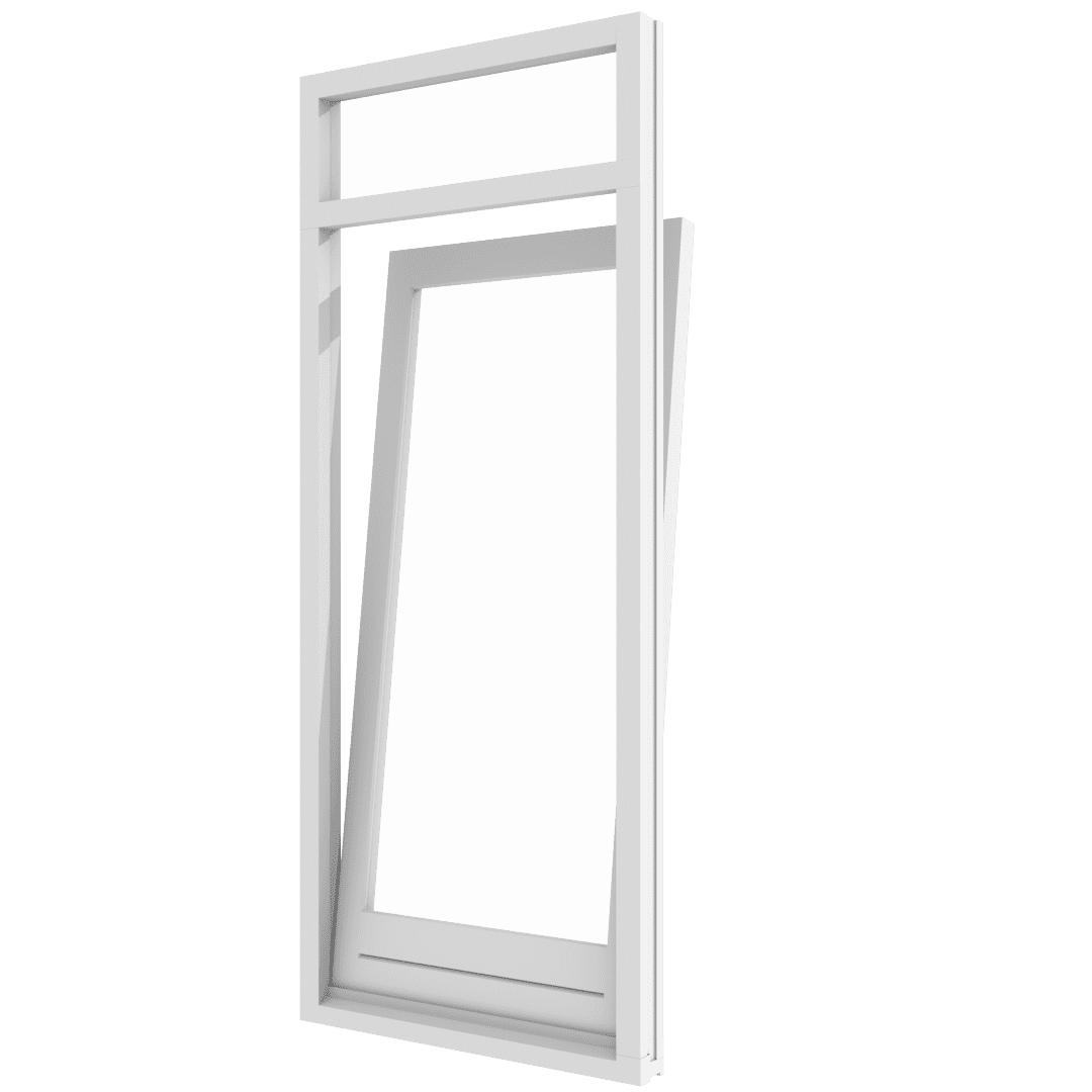 draai-kiepdeur met bovenlicht binnendraaiend hout