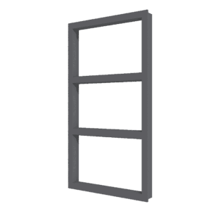 Dreiteiliges festverglastes Aluminiumfenster mit vertikaler Teilung