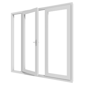 Kunststoff-Doppeldrehtür mit Stulp und Seitenlicht links