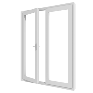 Zweiflügelige Kunststoff-Drehtür mit Stulp