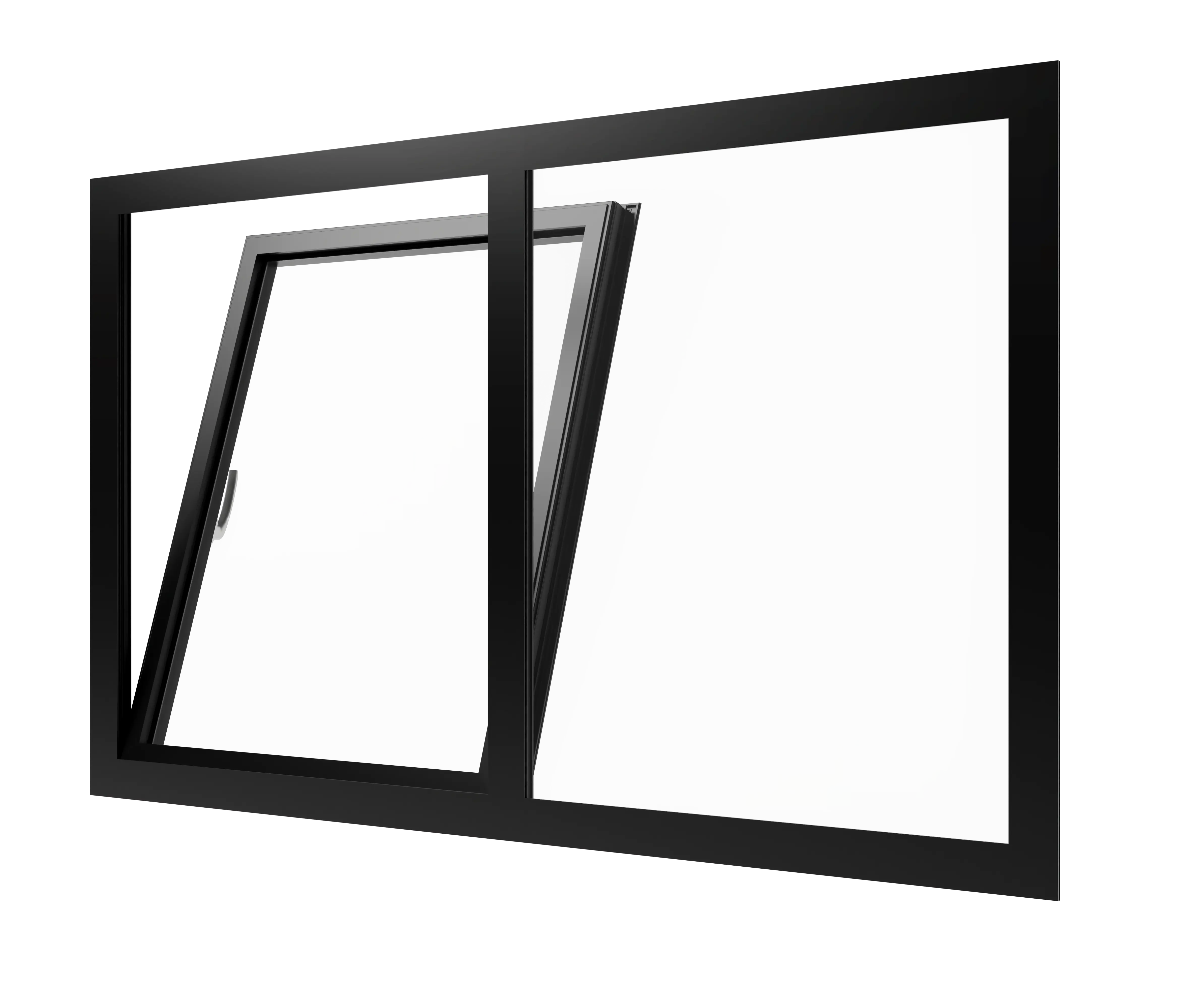 Aluminium kippfenster (links) mit festverglasung