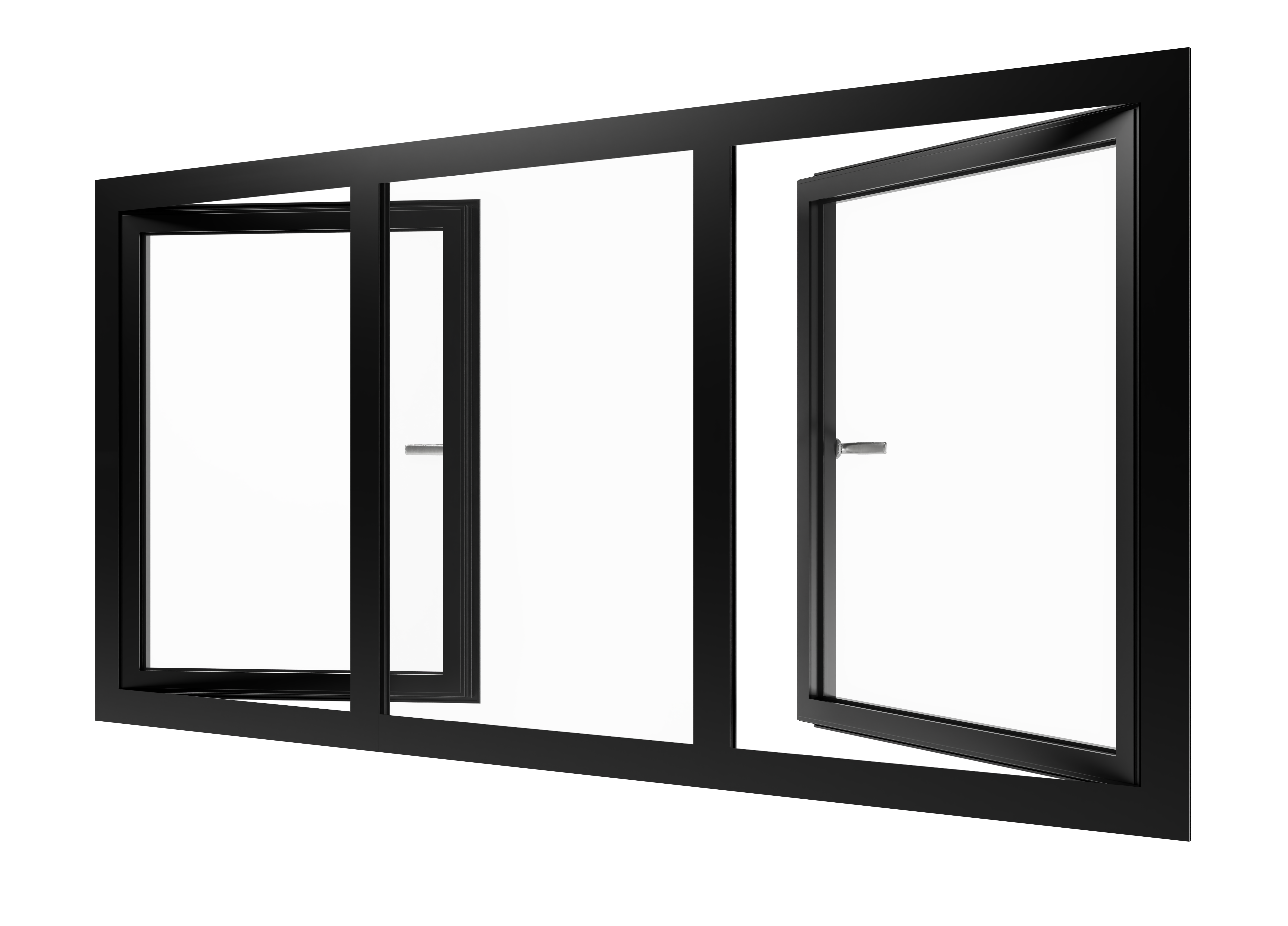 Aluminium Drehflügel fenster mit 2 flügeln und festverglasung