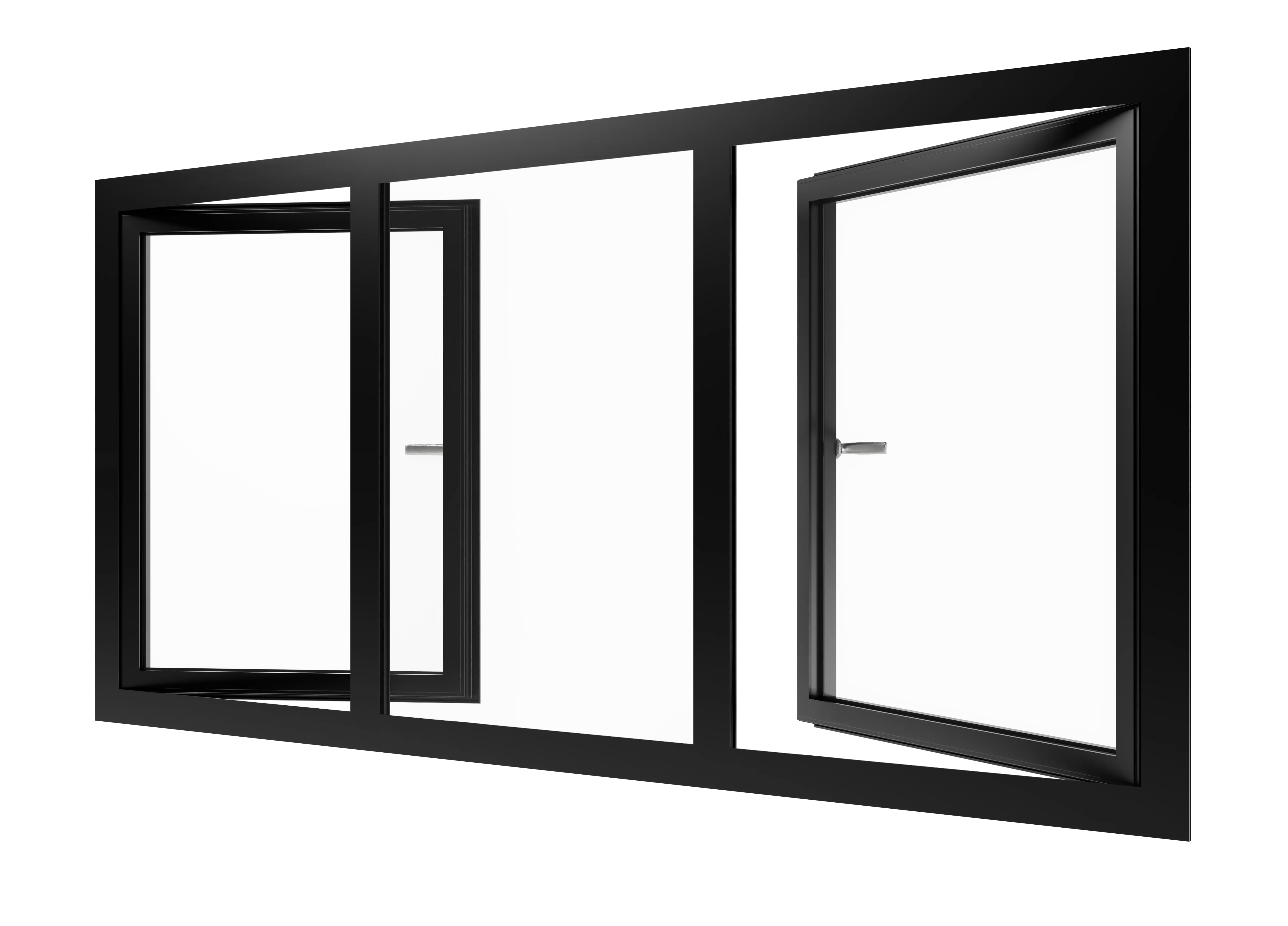 Aluminium-Dreh-Kipp-Fenster mit 2 flügeln und festerverglast Element
