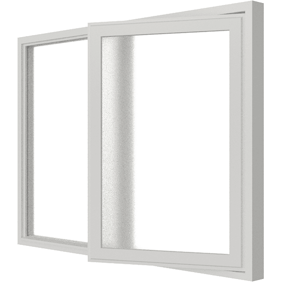 draairaam rechts en vast glas 2 vakken hout