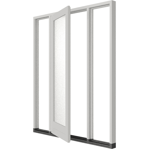 stapeldorpeldeur met 2 zijlichten buitendraaiend hout